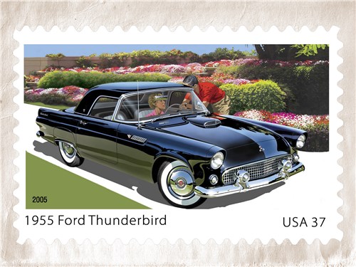К полувековому юбилею T-Bird в США выпустили марку с изображением легендарной модели