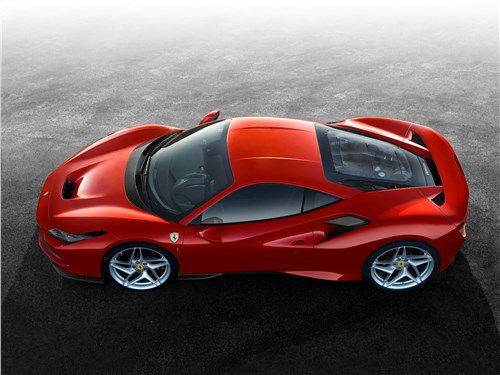 Ferrari F8 Tributo 2020 вид сбоку сверху
