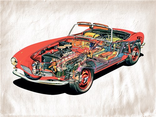 В основе BMW 507 — коробчатая стальная рама. Передняя независимая подвеска и задняя зависимая с тягой Панара — торсионные. Рулевое управление реечного типа. Тормоза барабанные