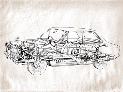 Toyota Corolla E10 — автомобиль классической компоновки с несущим кузовом. Передняя подвеска независимая с поперечной рессорой. Задняя — зависимая на продольных рессорах