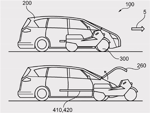 Ford запатентовал автомобиль со встроенным мотоциклом