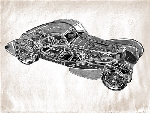 В основе Atlantic рама лестничного типа. Подвеска рессорная: передняя полунезависимая, задняя зависимая. Тормоза барабанные. Спицованные колеса от компании Rudge Witworth. Покрышки Dunlop