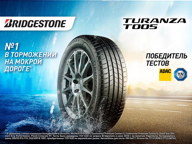 Bridgestone Turanza T005 стала победителем в тестах летних шин ADAC 2019